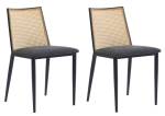 Esszimmerstühle (2er Set) OSAKA Schwarz - Rattan - 52 x 79 x 42 cm