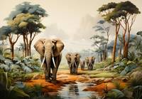 Papier Peint Animaux Éléphant Jungle