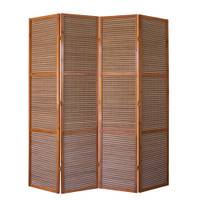 4fach Paravent Raumteiler Holz Bambus