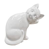 Statue petit chat blanc H23 cm - CAT