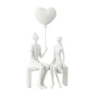 Paar-Skulptur mit Herzballon in weiß