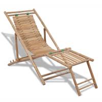 Chaise longue avec repose-pied en bambou