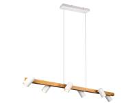 LED Pendelleuchte 6 flammig Weiß Holz