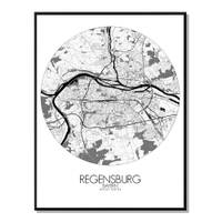 Poster Regensburg runde Karte