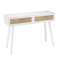 Console blanche 2 tiroirs cannage