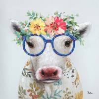 Peinture sur toile la vache à lunettes