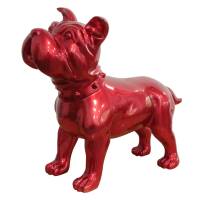 Statue chien rouge laqué H48 cm - SILVA