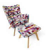 Sessel Manhattan mit Hocker kariert bunt