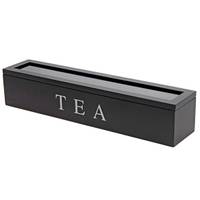 Tee-Box aus Holz, 6 Fächer, länglich