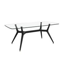 Table à manger ovale en verre et wengé