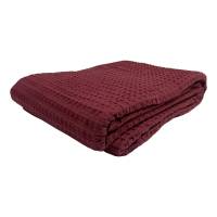Plaid rouge 130x170cm coton effet gaufré