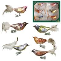 Set 11cm Wintervögel aus Glas auf Clip