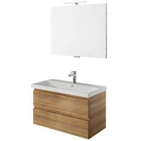 Waschplatz-Set grifflos in Eiche 90cm