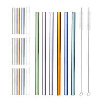 24 x Strohhalme Glas bunt 23 cm