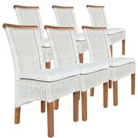 6er Esszimmerstühle Rattan Perth weiß