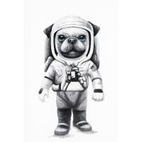 Tableau chien astronaute 60x40cm - Laïka