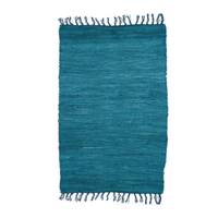 Blauer Flickenteppich aus Baumwolle