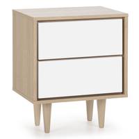 Table Chevet Denia 2 tiroirs, Blanc