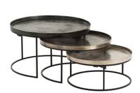 Set de 3 tables gigogne ronde mix