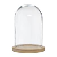 Deko-Glaskuppel, Ø 18 cm, mit Holzbasis