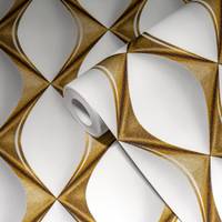 3D Tapete Grafisch Elegant Gold Weiß