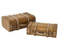 Koffern Abgerundet Holz Beige 2er Set