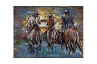 Tableau en bois Cowboys Ride at Sunset