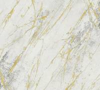 Tapete Marmor-Optik Weiß Grau Gold