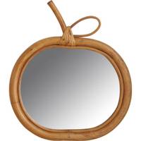 Apfelförmiger Spiegel aus Rattan