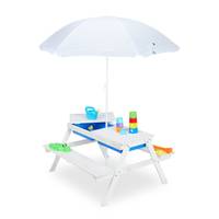 Table en bois pour enfants et parasol
