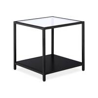 Table d'appoint noire avec dessus verre