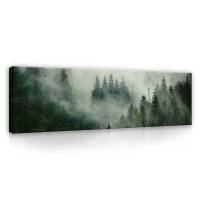 Leinwandbild Wald im Nebel Panorama
