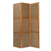 3fach Paravent Raumteiler Holz Bambus