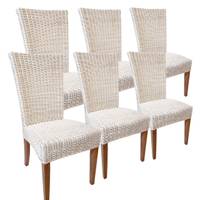 6er Esszimmer Rattanstuhl Cardine weiß
