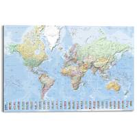 Wandbild Weltkarte Fahnen Englisch