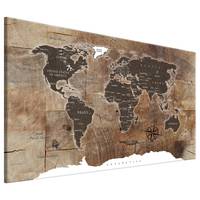 Wandbild World Map: Wooden Mosaic