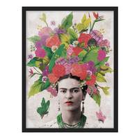 Tableau déco Frida Kahlo Portrait fleuri