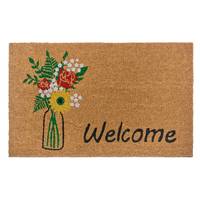 Deurmat Kokos Welcome & Flowers