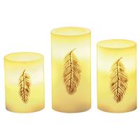 Set di 3 candele a LED Golden Feather
