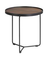 Table d'angle ronde en bois et acier