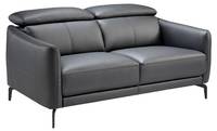 Canapé 2 places en cuir et acier noir