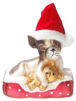 Hund mit Nikolausmütze & Teddy 8cm
