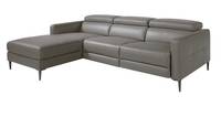 Canapé d'angle en cuir gris avec relax
