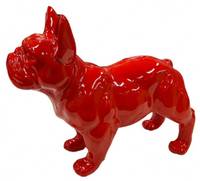 Statue en résine bulldog français rouge