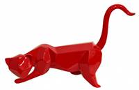 Statue chat rouge cubique