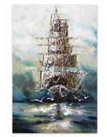 Acrylbild handgemalt Ahoi Piratenschiff