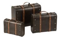 Set de 3 valises décorative bois marron