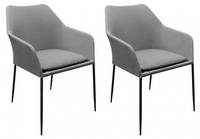 2 chaises jardin aluminium tissu gris