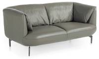 Sitzer-Sofa mit grauem Rindsleder