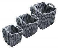 Lot de 3 paniers en corde tressée